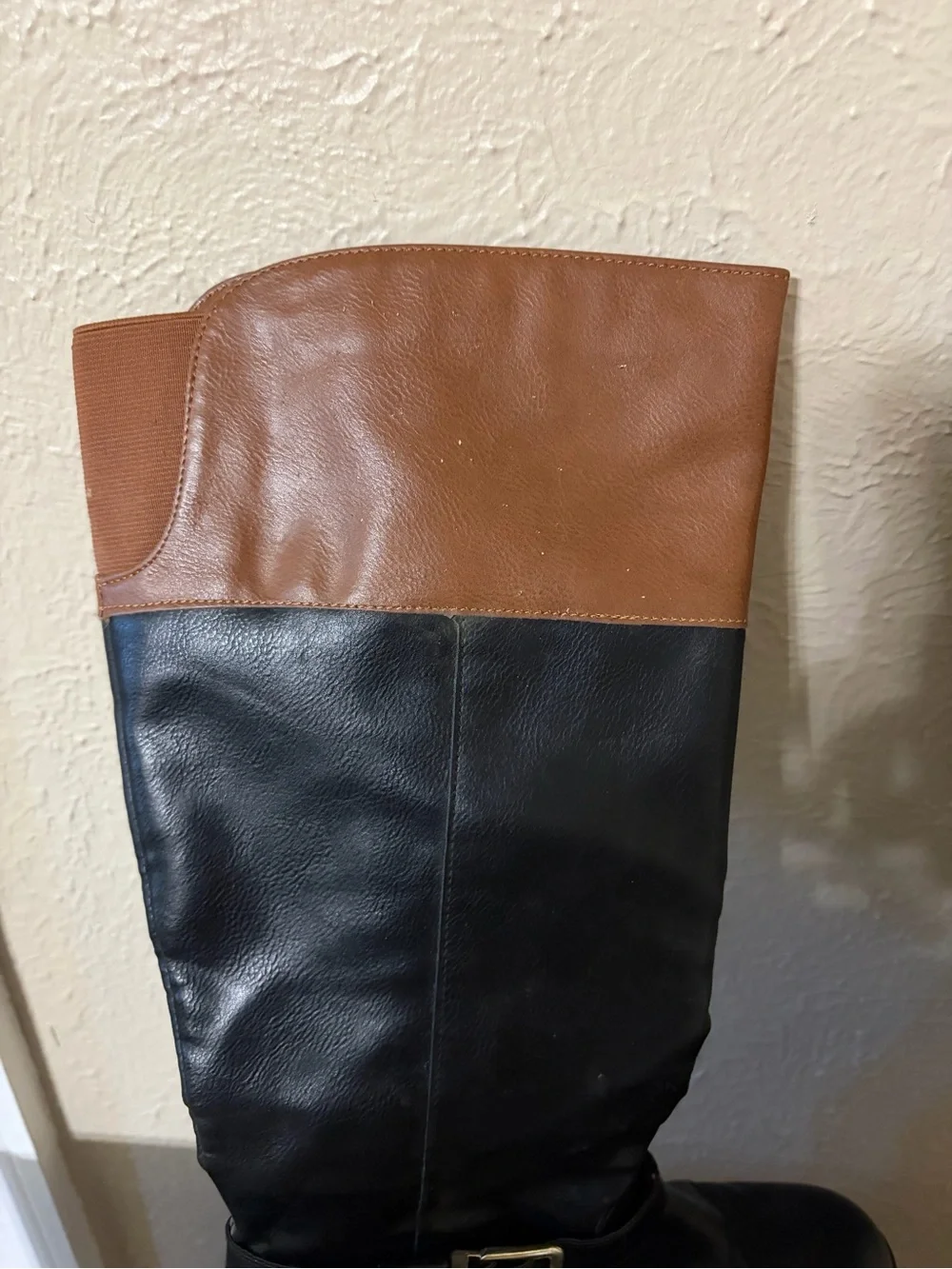 Style & Co. Black and Brown Over-the-Knee Two-Tone Boots